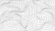 Abstract wavy 3d mesh on a white background. Geometric dynamic wave. 3D technology wireframe. Vector illustration.