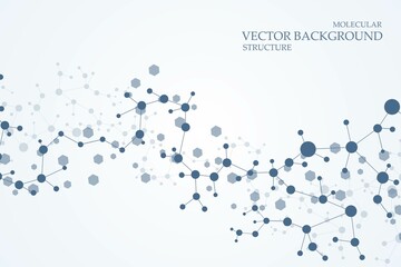 Wall Mural - structure molecule and communication. dna, atom, neurons. scientific concept for your design. connec