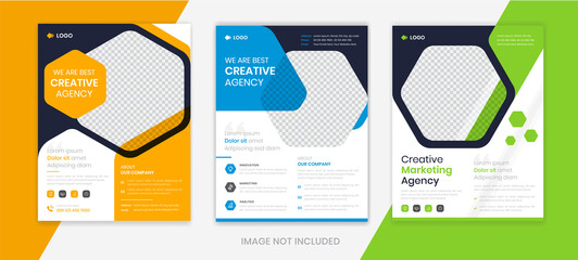 Wall Mural - Corporate flyer design template collection, modern shapes business flyer layout, company profile leaflet, poster, pamphlet vector