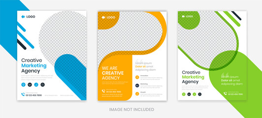 Wall Mural - Modern Corporate flyer design template set, business flyer layout editable vector, A4 size company leaflet, pamphlet, poster design