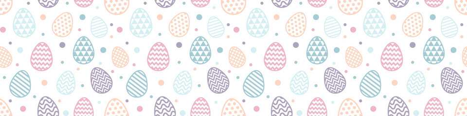 Wall Mural - Easter texture with decorative eggs. Seamless pattern. Banner. Vector