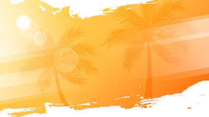summertime background with palm trees, summer sun and white brush strokes for your season graphic de