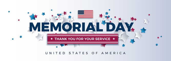 Wall Mural - Memorial Day - Thank You for Your Service - vector banner, poster