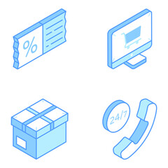 Wall Mural - modern isometric icons of shopping offers