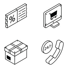 Wall Mural - modern isometric icons of shopping offers