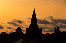 Silhouette Of Churchat Sunset