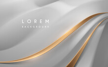 Abstract White Waved Background With Golden Lines