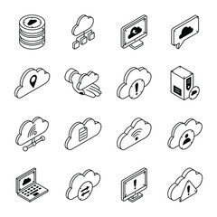 Canvas Print - set of data hosting isometric icons