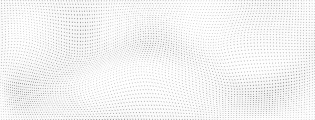 Sticker - Abstract halftone background with curved surface made of small dots in white and gray colors