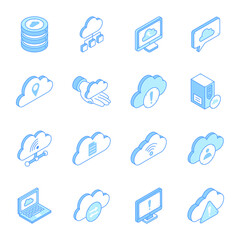 Wall Mural - set of data hosting isometric icons
