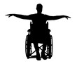  Silhouette vector of happy disabled man in wheelchair