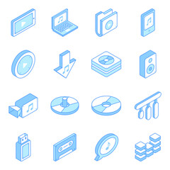 Canvas Print - set of media isometric icons