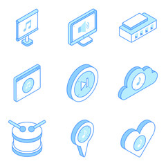 Canvas Print - pack of music and media isometric icons