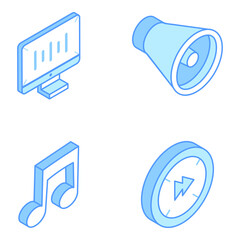Wall Mural - Trendy Multimedia Elements Isometric Icons