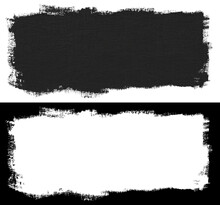 Hand Painted Black Block Of Paint Texture Isolated On White Background With Clipping Mask (alpha Channel) For Quick Isolation.