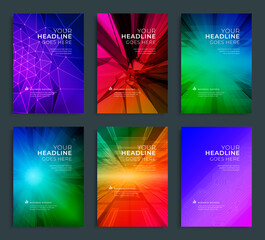Wall Mural - Modern abstract annual report, flyer design, brochure templates set. Vector illustration for business covers, corporate presentation banners. Geometric lines.