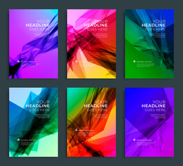 Wall Mural - Modern abstract annual report, flyer design, brochure templates set. Vector illustration for business covers, corporate presentation banners. Geometric lines.