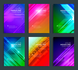 Wall Mural - Modern abstract annual report, flyer design, brochure templates set. Vector illustration for business covers, corporate presentation banners. Geometric lines.