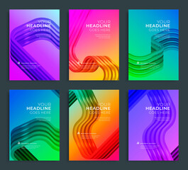Wall Mural - Modern abstract annual report, flyer design, brochure templates set. Vector illustration for business covers, corporate presentation banners. Geometric lines.