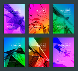 Wall Mural - Modern abstract annual report, flyer design, brochure templates set. Vector illustration for business covers, corporate presentation banners. Geometric lines.