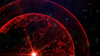 Digital red planet of Earth, 3D animation