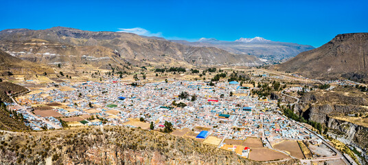 Sticker - Cityscape of Chivay town at the Colca Canyon in Peru