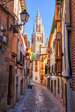Toledo, Spain Alleyway Towards Toledo Cathedral
