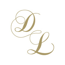 Gold Script Monogram, Letter D And Letter L