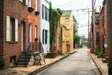 Colorful And Historic Rowhomes In Baltimore, Maryland