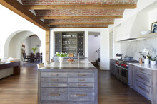 Kitchen With Barrel Style Brick Roof, Mediterranean Style