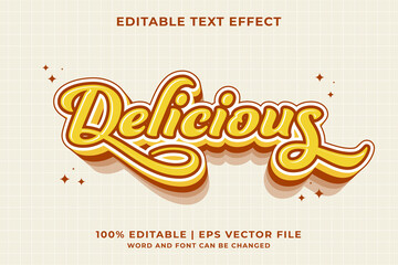 Sticker - Editable text effect Delicious 3d Cartoon template style premium vector