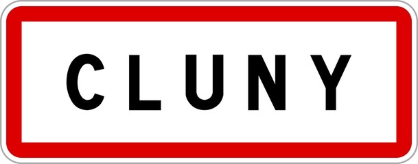 Canvas Print - Panneau entrée ville agglomération Cluny / Town entrance sign Cluny