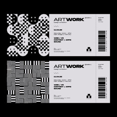 Canvas Print - Modern Exhibition Ticket Template Design Made With Abstract Vector Geometric Shapes And Typographic Aesthetics