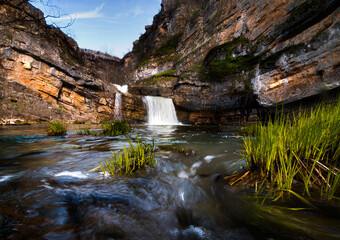 Wall Mural - beautiful landscape view of mirusha waterfalls on a sunny day in mirusha park, in central kosovo