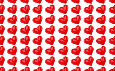 Seamless pattern with red hearts. Valentine's day background. Red color heart shapes icon pattern love & romance themed on isolated background.