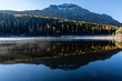 Beautiful view in autumn on Lake of Staz and its reflection in the upper Engadine