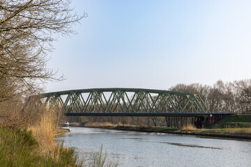 Poster - Train bridge over a river in the Netherlands going over the Wilhelminakanaal