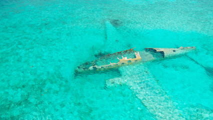 Wall Mural - Famous Staniel Cay plane wreck near the Compass Cay island, Exumas, Bahamas