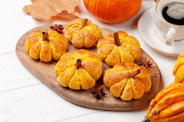 Wall Mural - Pumpkin muffins and various pumpkins