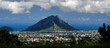 Panoramic view of Port Louis, Mauritius against a high rocky mountain