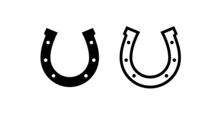 Horseshoe Icon. Good Luck Symbol. Isolated Raster Illustration On A White Background.