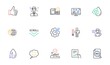 © blankstock - Speech bubble, Document and Support consultant line icons for website, printing. Collection of Analytics graph, World travel, Seo file icons. Recycle water, Security agency. Vector