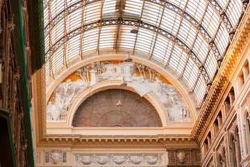 Wall Mural - Inside of Galleria Umberto I, a public shopping gallery in Naples, Italy