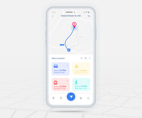 Map GPS navigation app ux ui concept, Mobile map application, Smartphone App search map navigation, Technology map, City navigation maps, City street, gps tracking, Location tracker, Vector