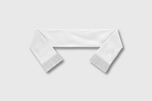 Blank White Knitted Soccer Scarf Mockup Isolated On White Background. 3D Rendering. Mock-up