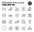 © blankstock - Set of Education outline icons. Contains icons as Checklist, Report checklist and Inspect elements. Cyber attack, Idea, Puzzle web signs. Student, Partnership, Teamwork elements. Vector