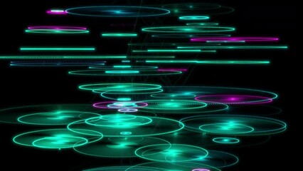 Wall Mural - seamless looping random circles appear no black, slowly fall and evolve, then dissolve