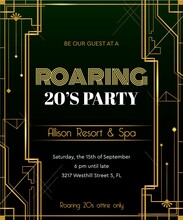 Gatsby Style Invite Template Roaring 20s Patry Sample Golden Frame