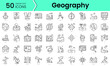 Set of geography icons. Line art style icons bundle. vector illustration