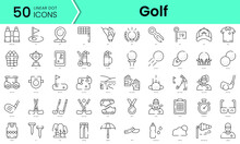 Set Of Golf Icons. Line Art Style Icons Bundle. Vector Illustration